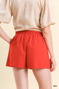 Pleated shorts RED