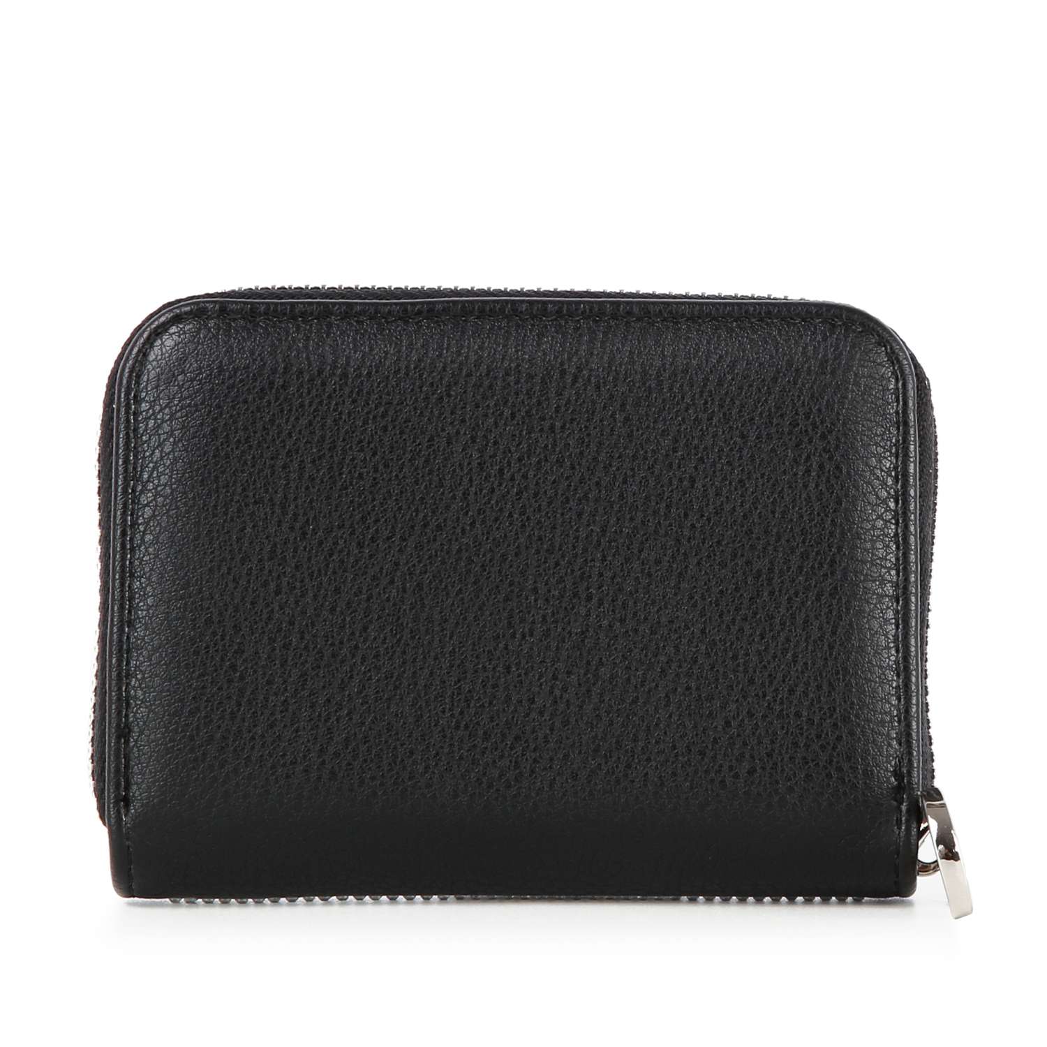 Rhinestone Design Petite Zip Around Wallet: Black