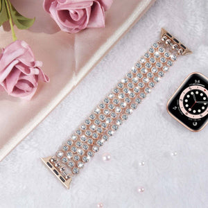 Crystal Diamond Bling CZ Silver Stretch Elastic Apple Watch: 42/44/45mm / Silver