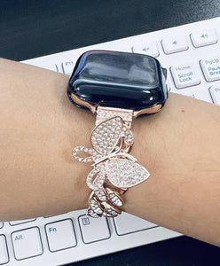Butterfly Crystal CZ Rhinestone Bling Apple Watch Band: 38/40/41mm / Silver