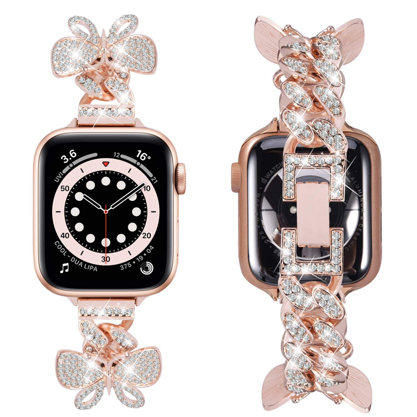 Butterfly Crystal CZ Rhinestone Bling Apple Watch Band: 38/40/41mm / Rosegold