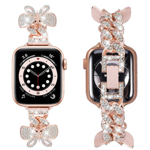 Butterfly Crystal CZ Rhinestone Bling Apple Watch Band: 38/40/41mm / Silver