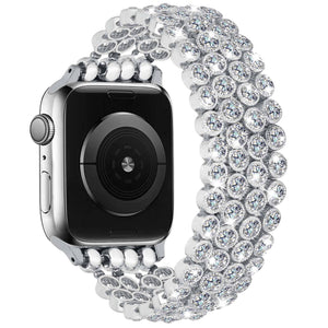 Crystal Diamond Bling CZ Silver Stretch Elastic Apple Watch: 42/44/45mm / Silver