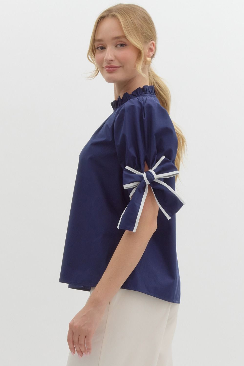 Navy bow top