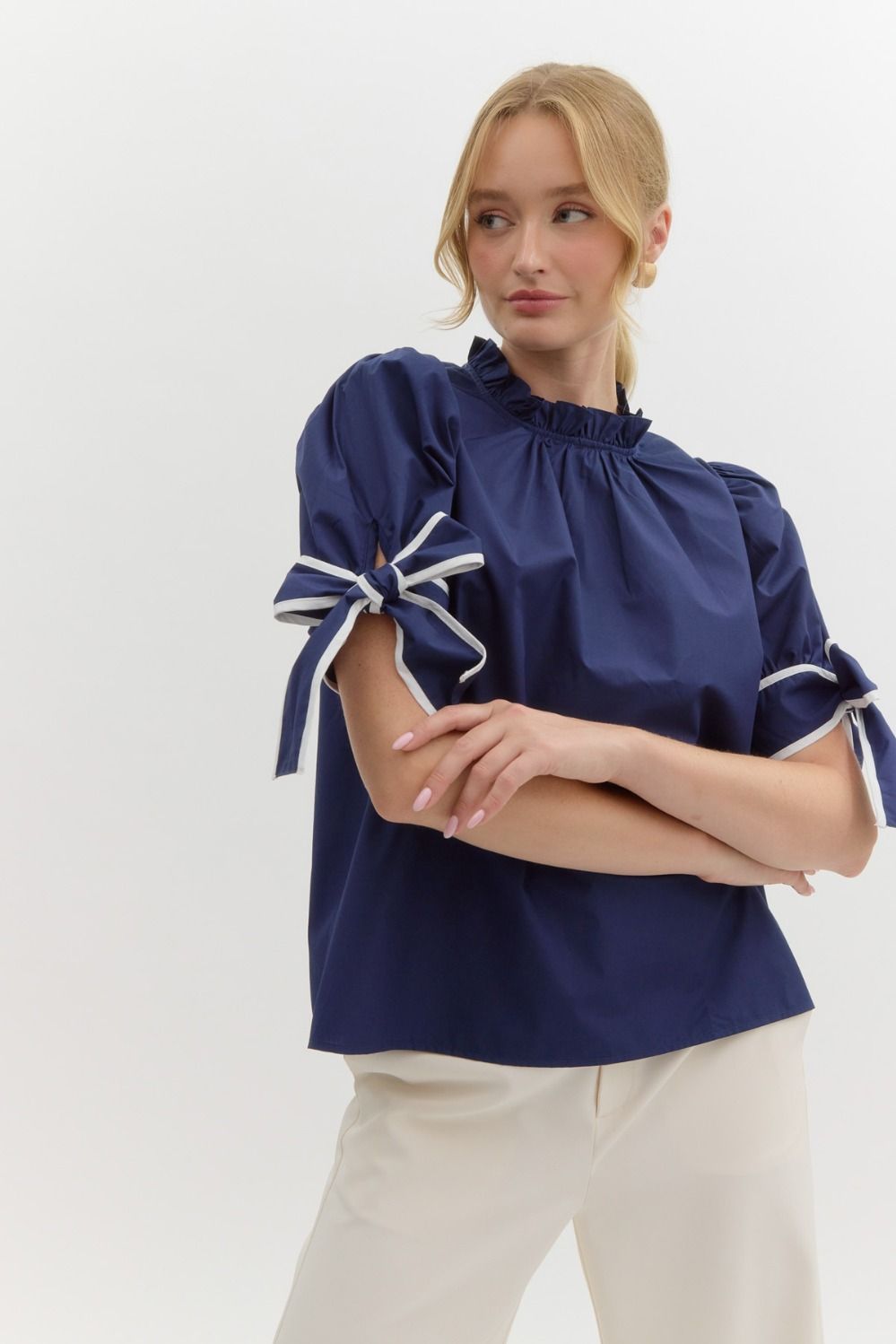 Navy bow top