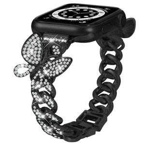 Butterfly Crystal CZ Rhinestone Bling Apple Watch Band: 42/44/45mm / Black
