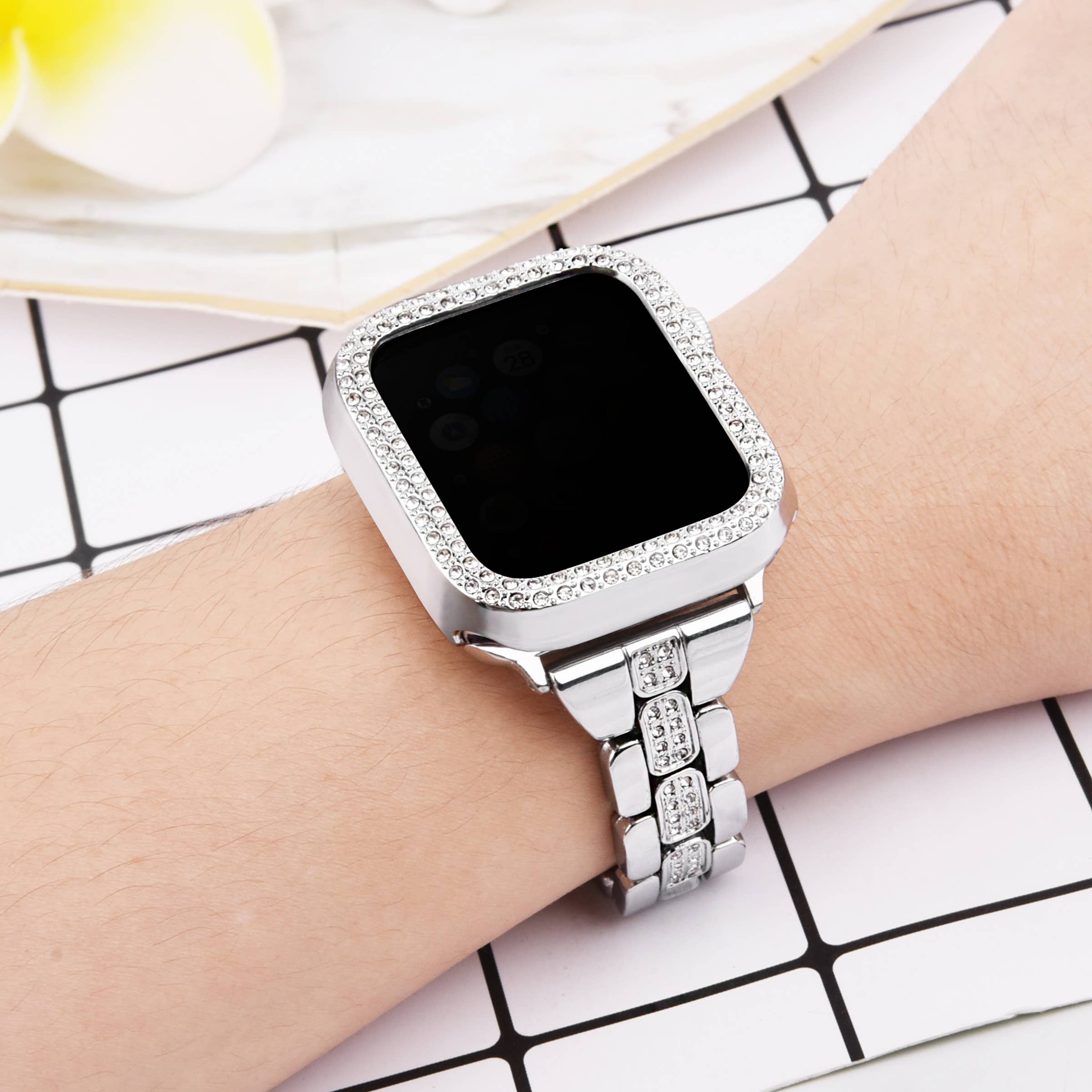 SILVER Crystal Bling Apple Watch Case Frame