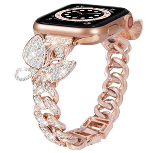 Butterfly Crystal CZ Rhinestone Bling Apple Watch Band: 42/44/45mm / Rosegold