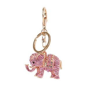Elephant Rhinestone Purse Charm: Pink
