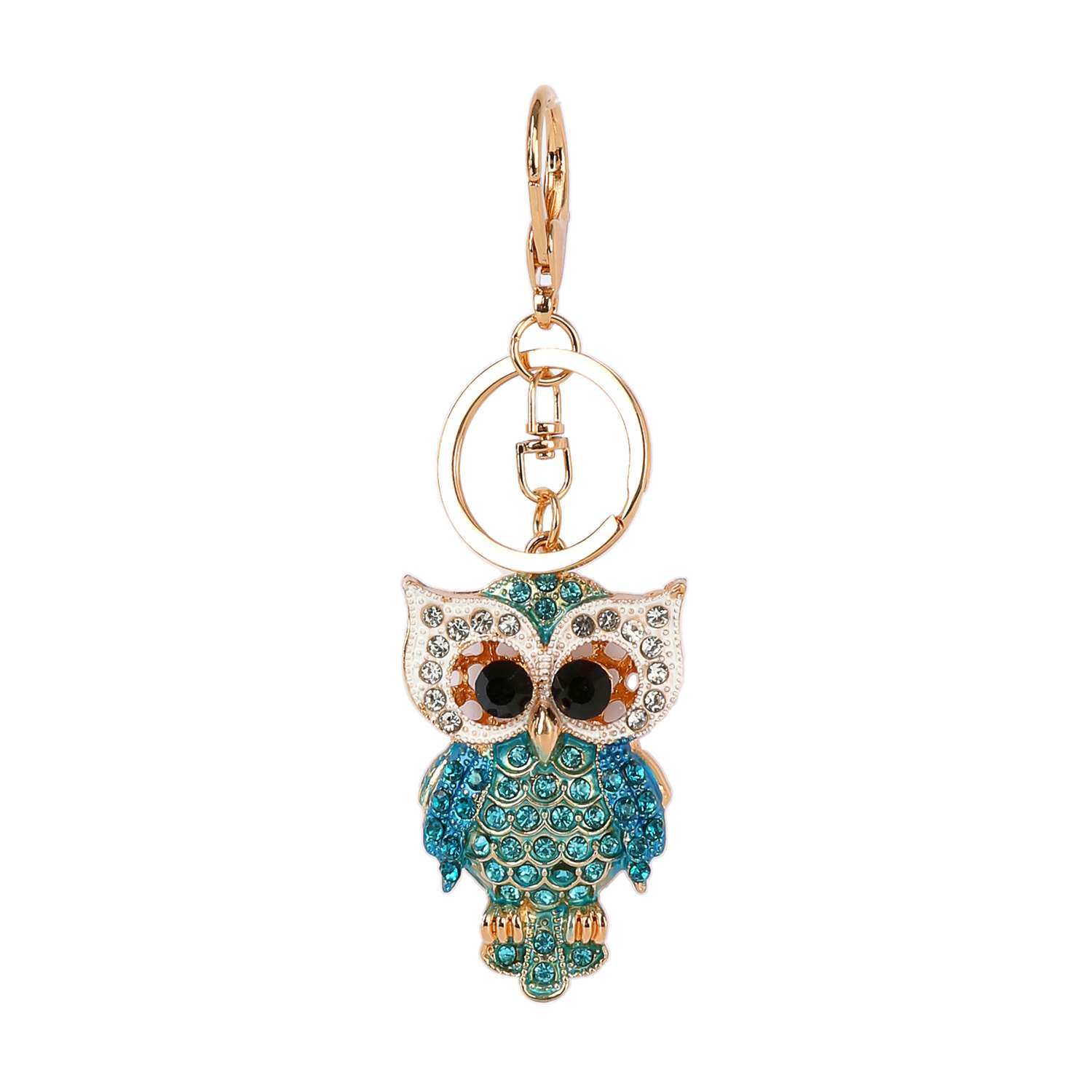 Owl Rhinestone Purse Charm: Turquoise