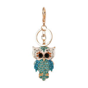 Owl Rhinestone Purse Charm: Turquoise
